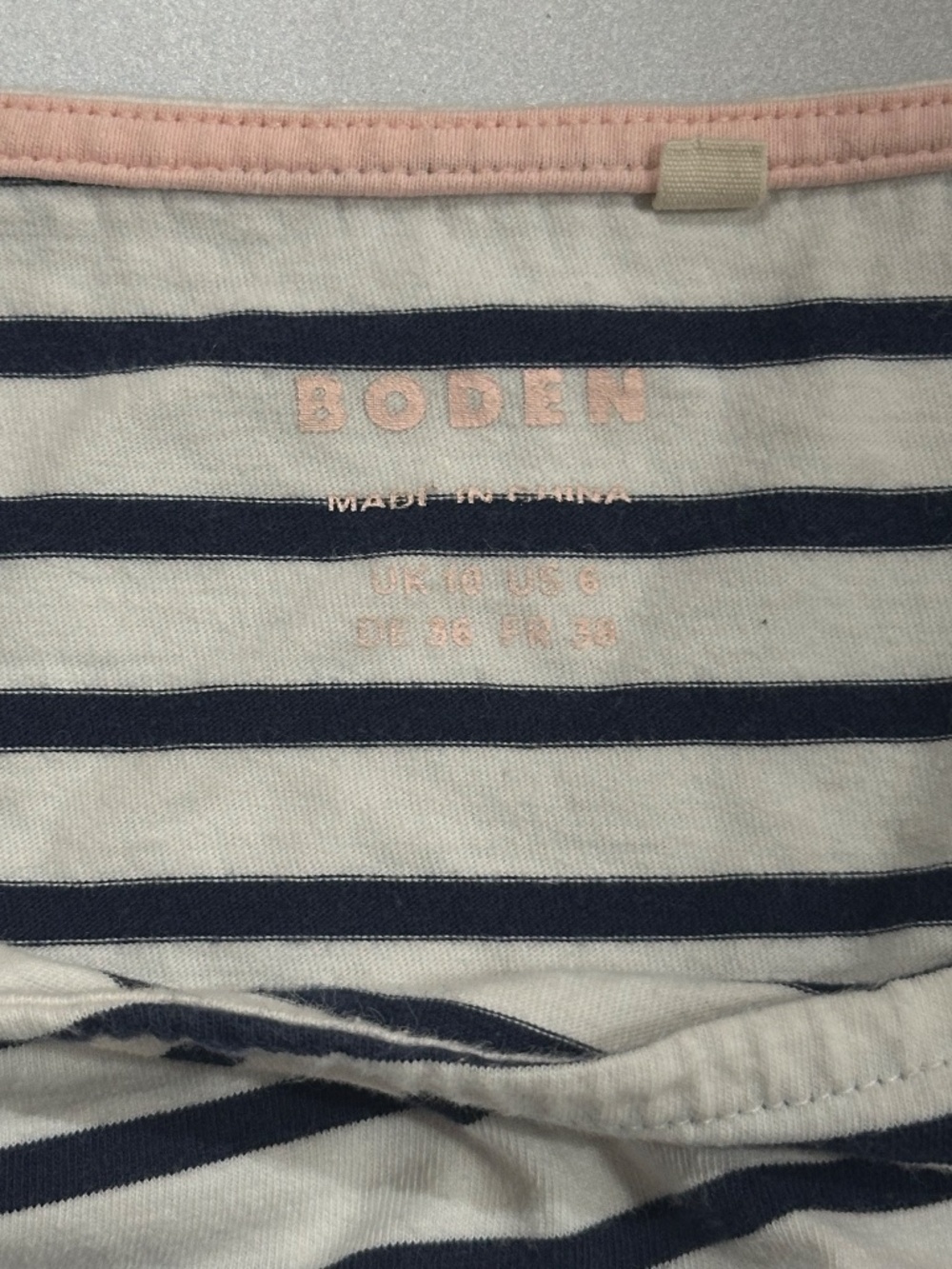 Boden Striped Crew Neck Top Size 6 Long Sleeve Cotton Gray See Pictures - Picture 5 of 6